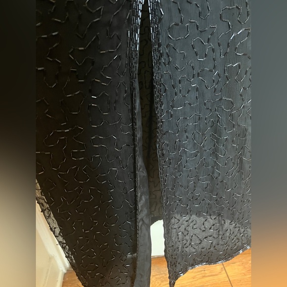 Jakelin Silk Sleeveless Beaded Gown with High Neck, Keyhole Front, and Open Back - Picture 10 of 14